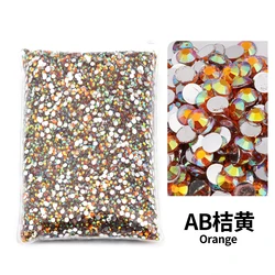 Variety Pack of Small Resin Rhinestones for Nail Art and DIY Crafts - Bulk Wholesale Flat Back Crystals (Orange AB)