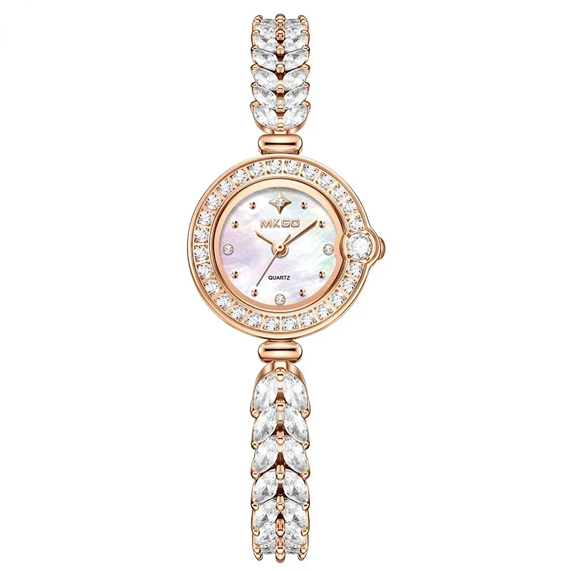 MKGO Diamond Women's Watch Set with Diamonds Fashionable Luxury Exquisite Fish Tail Jewelry Bracelet Women's Watch Moda Mujeres