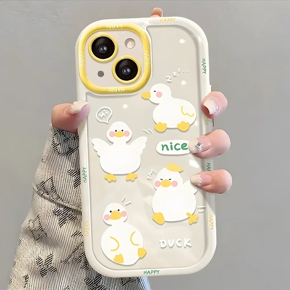 Charming Duck and Cat Flower Design Phone Case