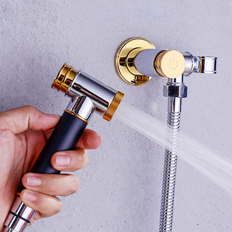 

New Free Press Solid Brass Bidet Faucet Spray Gun Set Corner Valve Bidet faucets Free press Bidet Spray Gun Shower Set