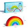 Baby Toys Rainbow Building Blocks Wooden Toys For Kids Creative Rainbow Stacker Montessori Educational Toy For Children