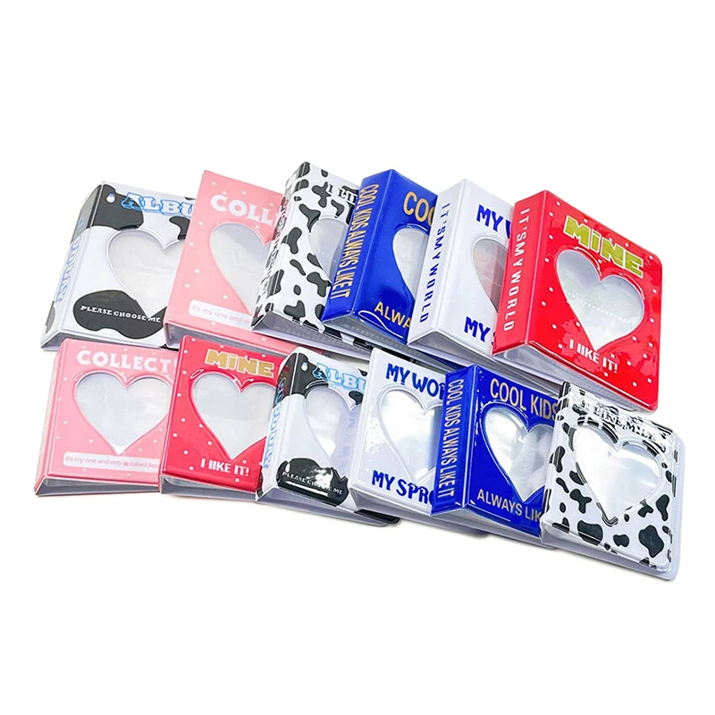 

64 Pockets Mini Photo Album PVC Skeletonized love heart 3 inch mini album Name Card Album Insertion Storage Album