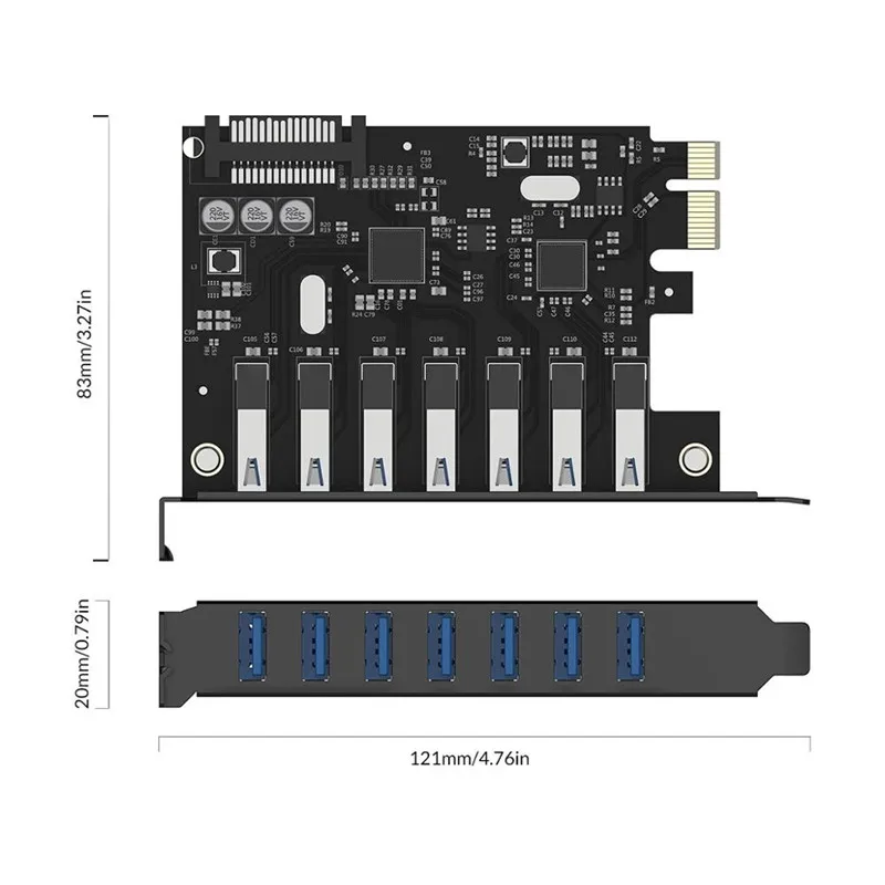 PCI-E Adapter Card ORICO SuperSpeed USB 3.0 7 Port