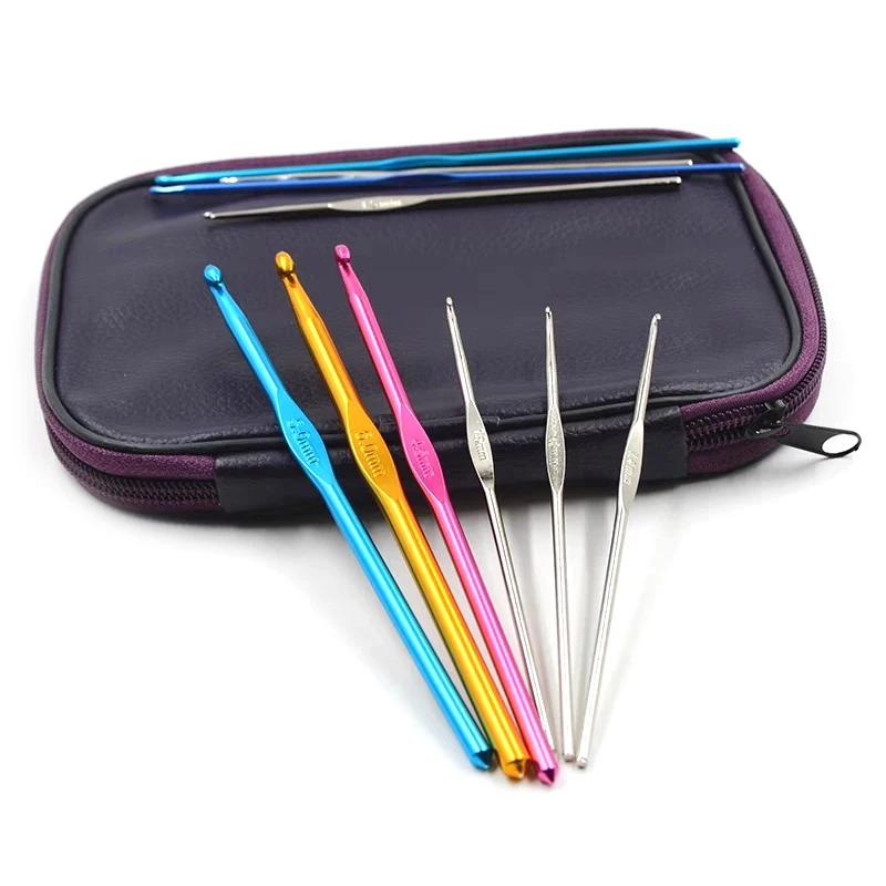 Crochet Hooks Kits with Storage Bag Soft Handle Crochet Needles Yarn Weave Knitting Needles Set DIY Weaving Tool 1set