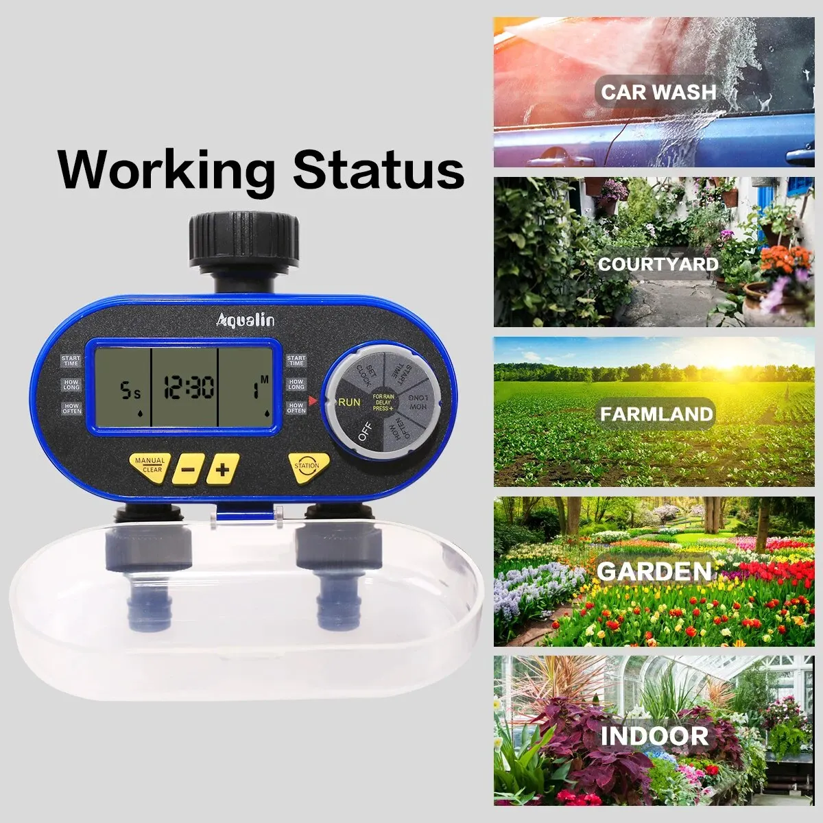 Water Timer Two Outlets Garden Digital Electronic Solenoid Valve Irrigation Controller