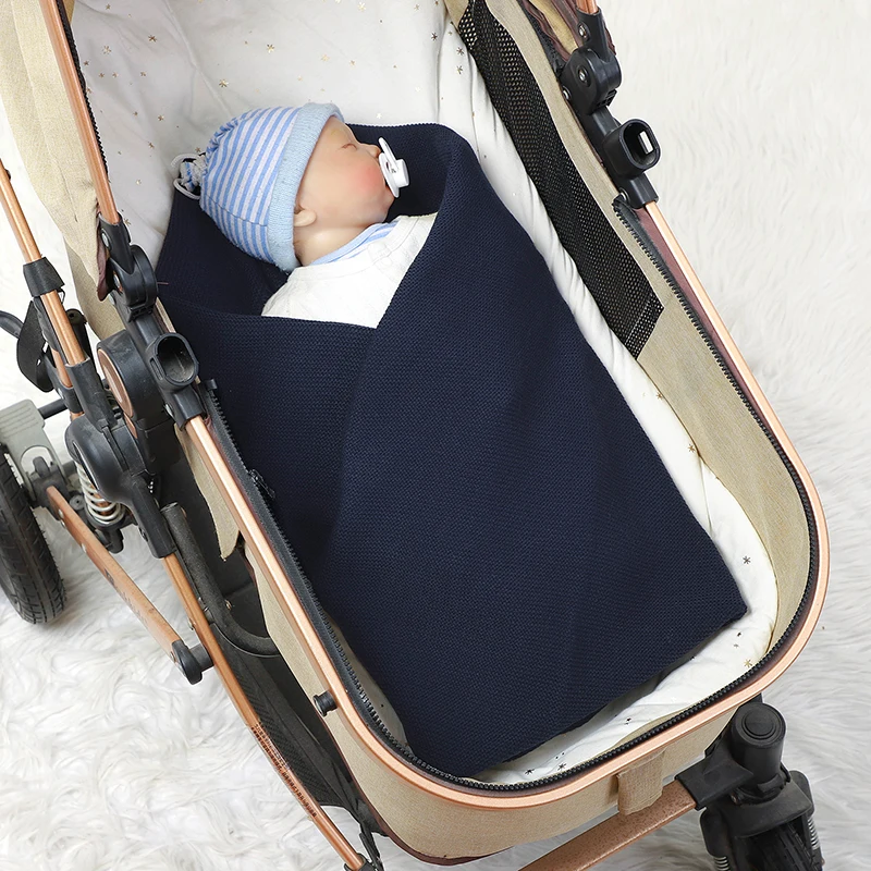 Baby Receiving Blankets for Girl & Boy 90*70cm Knitting Newborn Netural Dual-Use Crib Nap Bedding Sheets Children Cellular Solid 3