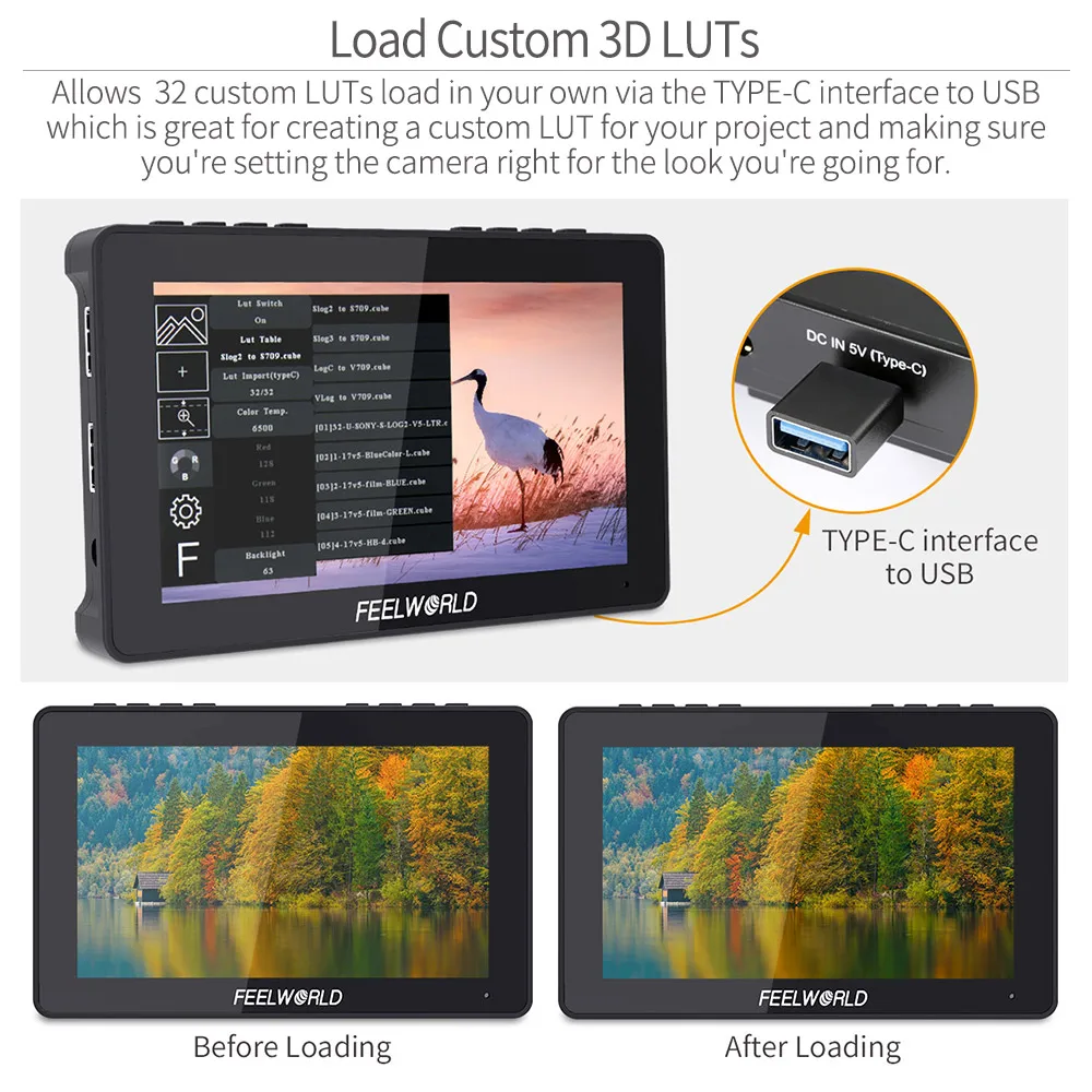 FEELWORLD F5 Pro V3 5.5 Inch Camera Field Touch Monitor for Camera DSLR 3D LUT IPS 4K HDMI-compatible Wireless transmission