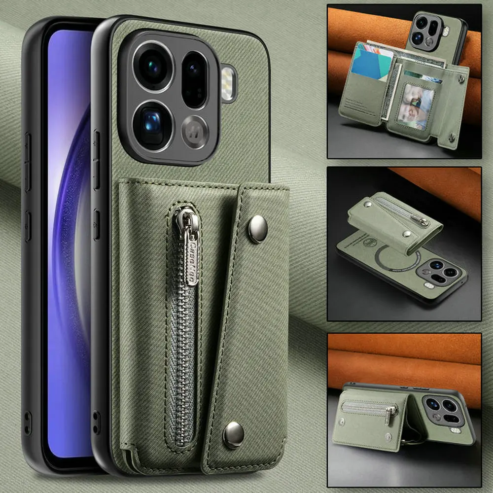 Luxury Detachable Leather Wallet Case with Magnetic Back