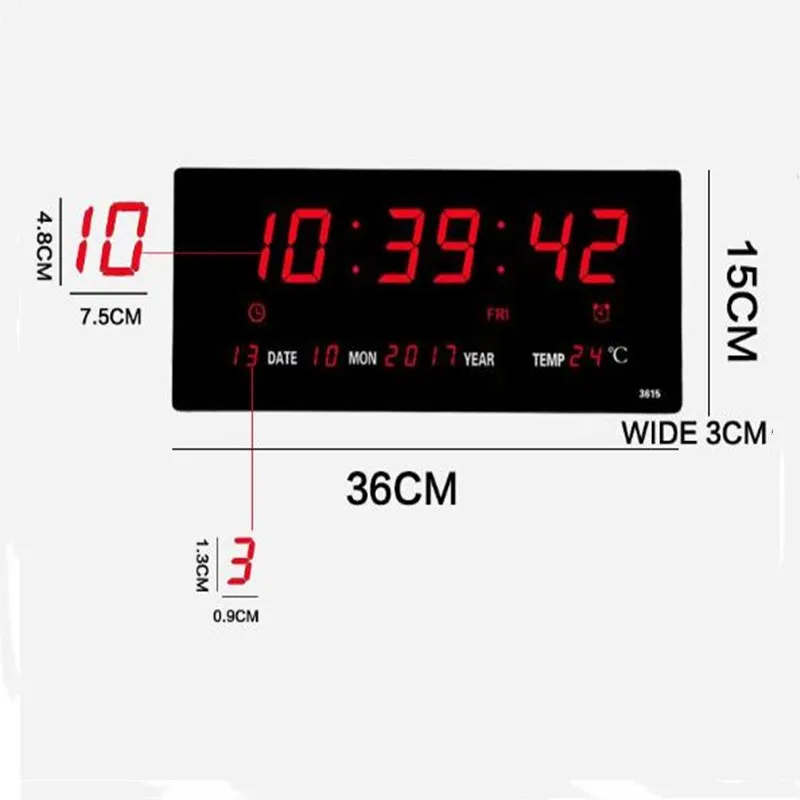 Luminous Electronic Wall Clock Alarm Hourly Chiming Temperature Calendar Table Clocks with EU/UK/US/AU Plug Digital LED Clocks