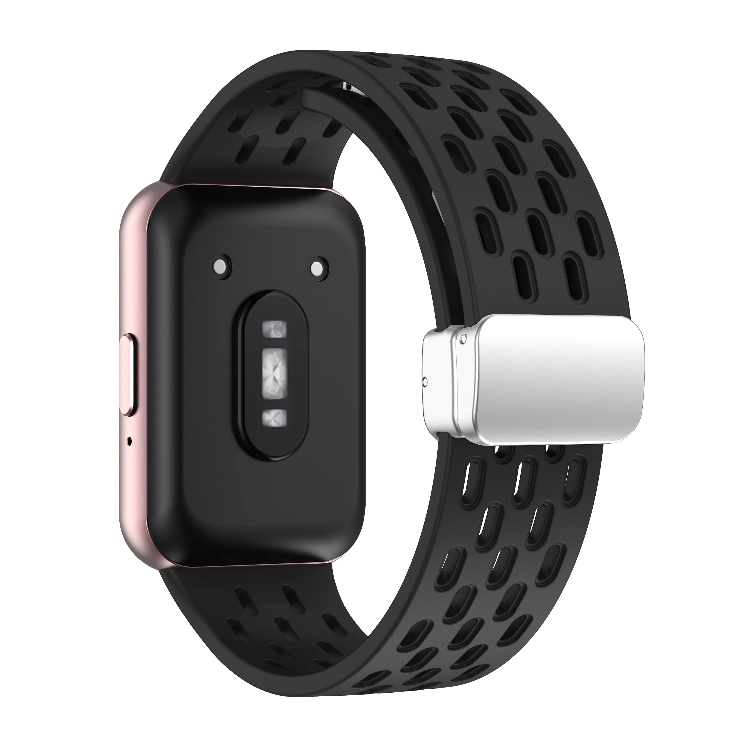 Magnetic Silicone Loop Band with Metal Buckle - Breathable Strap Bracelet