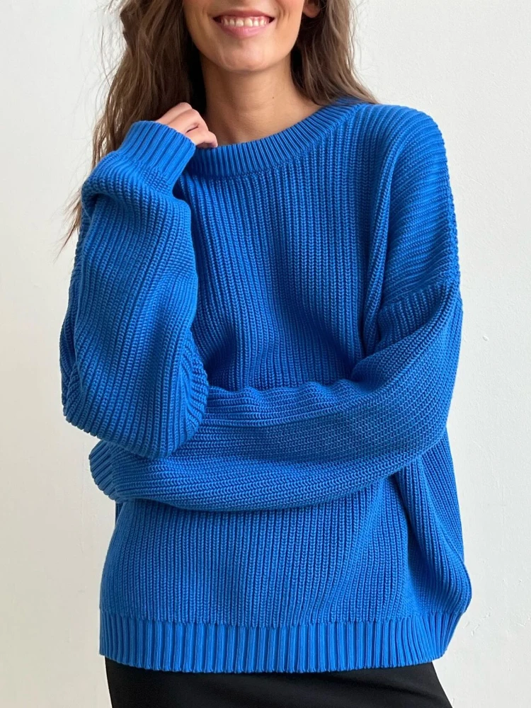 

Loose Green Sweater Women's Autumn and Winter Thickened Long Sleeved Casual Oversize Pullover Women's Solid Color Warm Knit Top