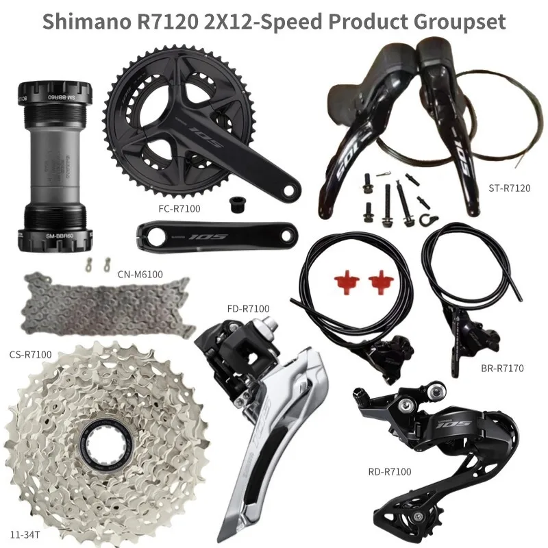Shimano 105 R7120 R7170 Hydraulic Disc Brakes Groupset 2x12S 24S