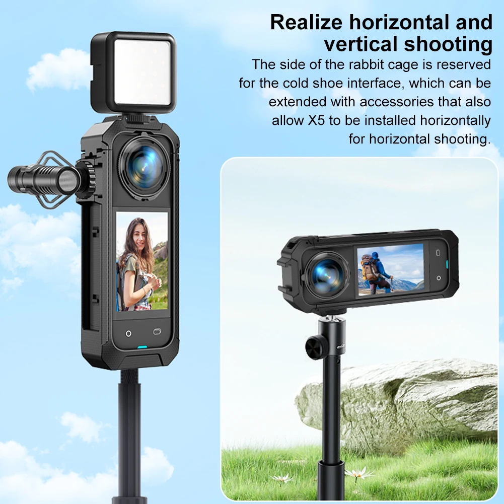 PC Protective Frame Magnetic Quick Release Interface Action Camera Frame Housing Case for Insta360 X5 Camera Accessories