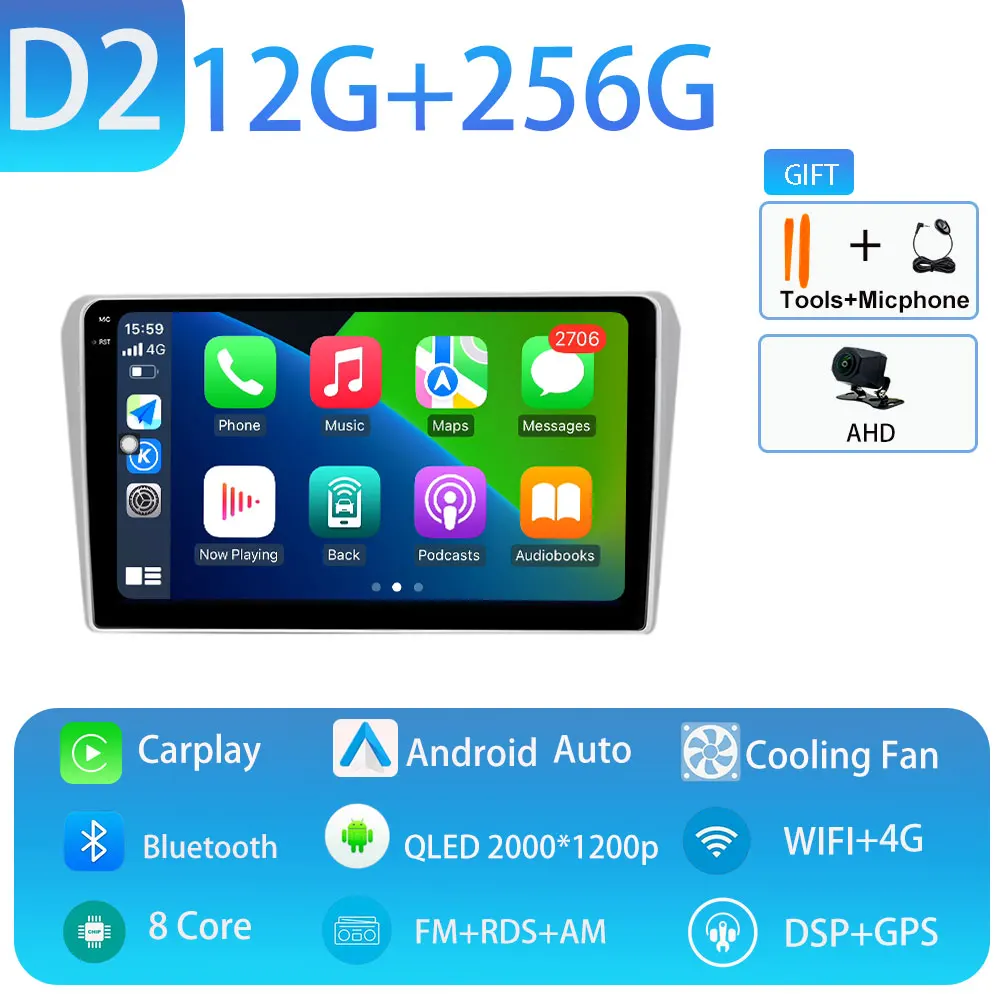 Autoradio Android 2 Din 9 Pollici Per Toyota Avensis T27 2008-2015 - 2G+64G, Wireless Carplay, GPS, WiFi, Bluetooth, Telecamera Posteriore - 3