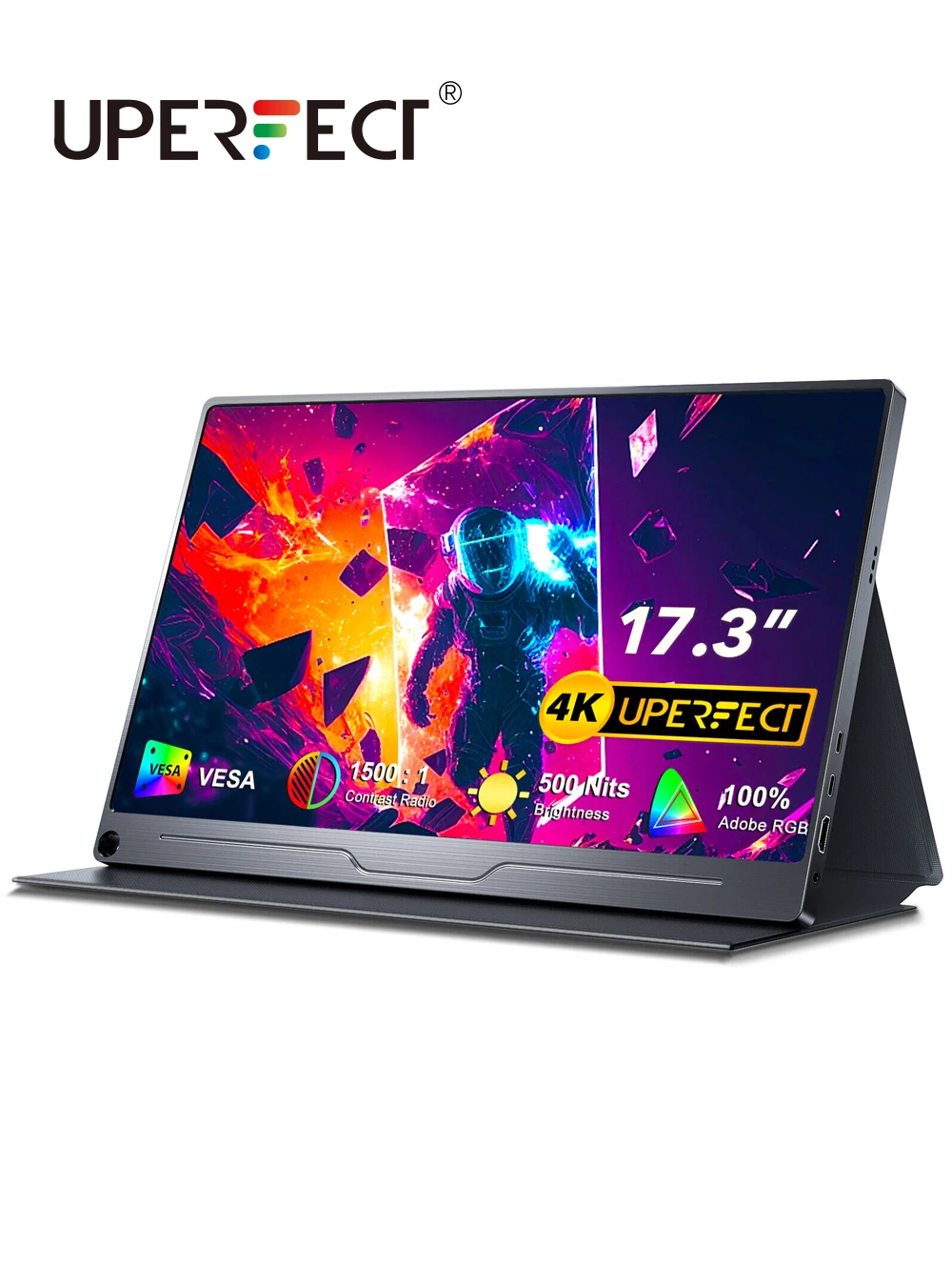 Портативный монитор UPERFECT 4K 17,3 дюйма UHD FreeSync 100% Adobe 500 нит HDR IPS 2 динамика Eye Care Игровой дисплей Type-C HDMI с VESA для Xbox PS4 Switch Ноутбук ПК Телефон Mac