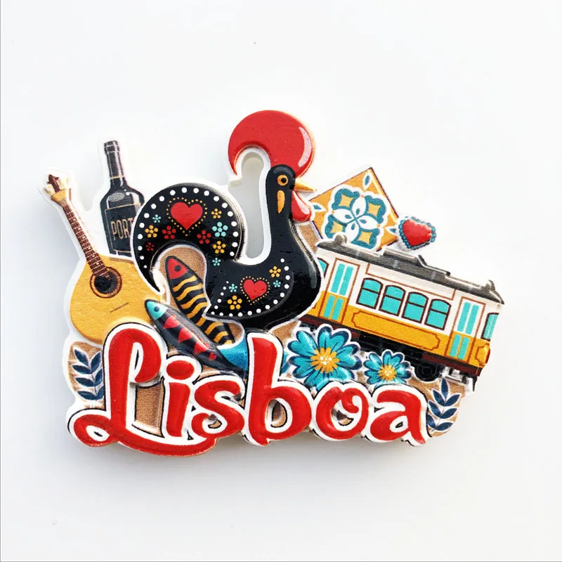 Portogallo Stile Chitarra Frigorifero Magnete 3D Viaggi Souvenir Decorazione Frigorifero Adesivo Magnetico Dipinto A Mano