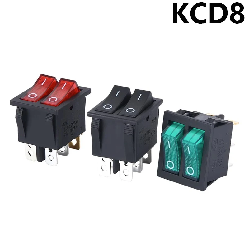 더블 라이트 스위치 로커 스위치, 방수 ON-OFF KCD6 보트 전원 스위치, 1 개, KCD8 6PIN, 16A, 250V, 20A, 125V