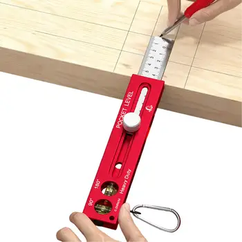 Righello Magnetico per Marcatura in Legno, Marcatore Orizzontale in Lega di Alluminio con Scala Metrica e Imperiale per Taglio e Marcatura