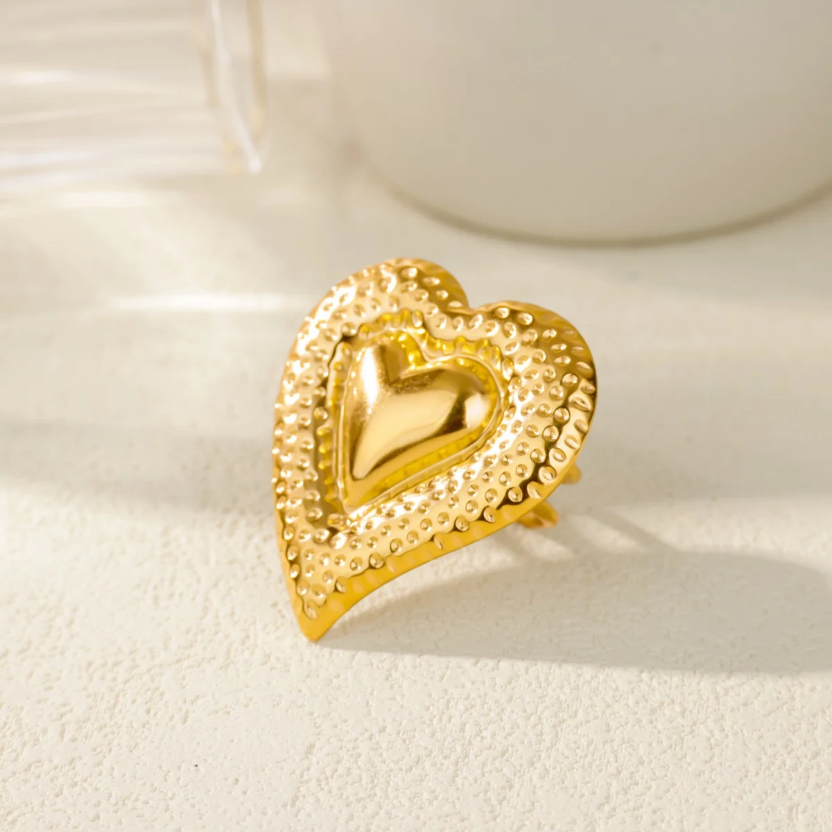 Heart Rings Stainless Steel Gold Women Jewelry Gift