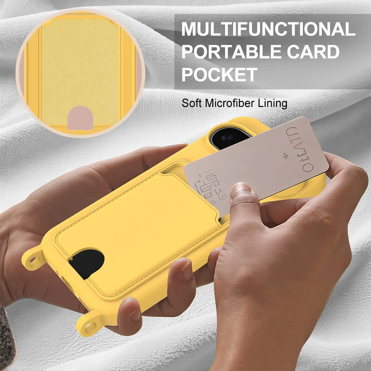 Luxury Silicone Lanyard Phone Case with ShockProof Wallet and Card Holder