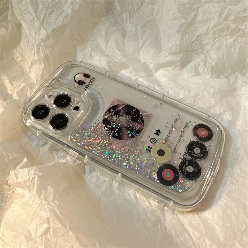 Retro Cd Icon Quicksand Custodia Per Telefono Per Iphone 14 13 15 Pro Max Cover Soft Anti-Caduta Airbag Bordi Shell On Durable Luxury Coque