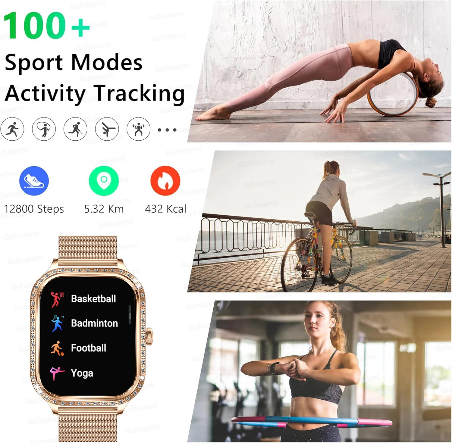 2025 New GPS Track Smart Watch Ladies 466*466 HD Screen Heart Rate Blood Pressure BT Call Smartwatches Women For Android IOS 6