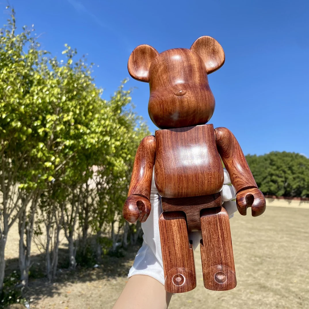 

Bearbrick 400% Brazilian Rosewood 28cm Highly Natural Solid Wood Production Collection Figure Wooden Bear Joints Can Rotate