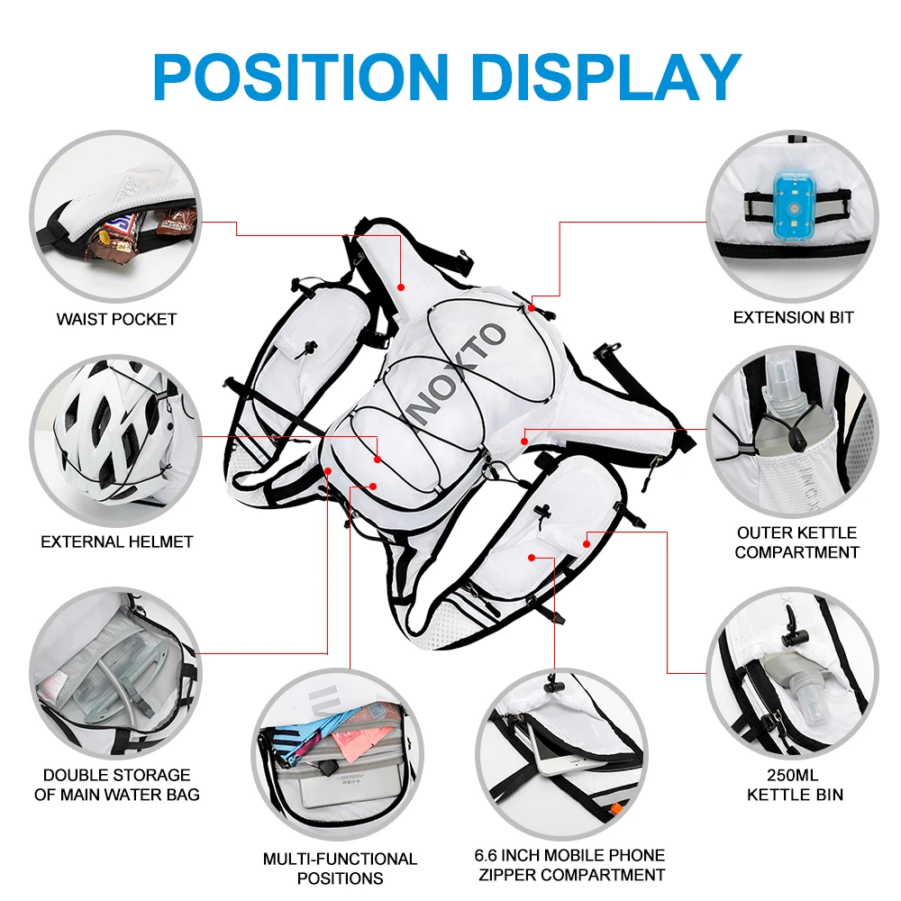 INOXTO 15L Cycling Bag Men's Women Riding Running Backpack Vest Breathable Bicycle Backpack Bicycle Water Bag Bicycle Helmet 3