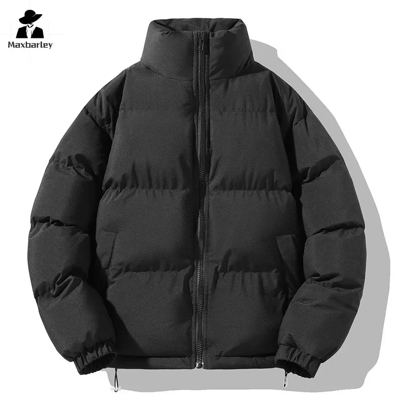 Winter Jacket Men's Women's Casual All-match Solid Color Loose Stand Collar Warm Parka Korean Style Street Short Male Coat