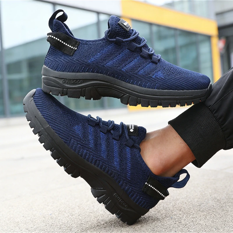 Men's Casual Sports Shoes Bright Yellow Knit Mesh Sneakers Lightweight Comfort Outdoor Fashion Breathable Footwear Tenis Homem