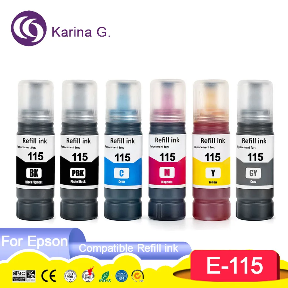 115 T115 Premium Compatible Bulk Bottle Water Based Refill Ink for EcoTank L816