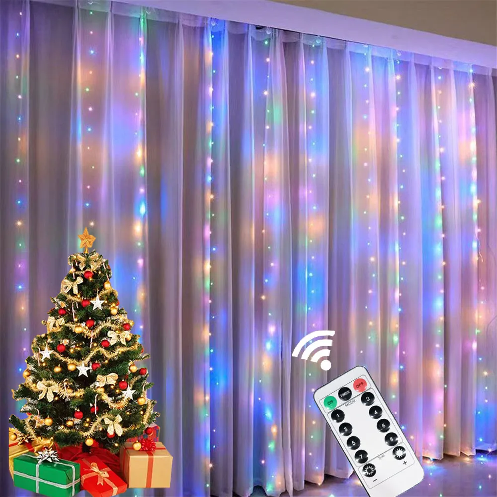 USB Festoon LED String Light 8 Mode Remote Christmas Fairy Garland Curtain Light Decor For Home Holiday Decorative New Year Lamp
