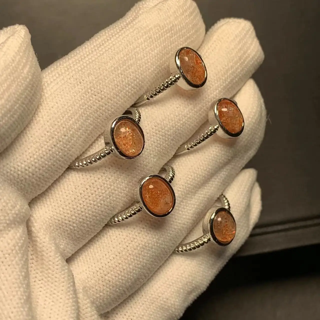 Natural Sanidine Gold Sunstone Ring Adjustable Female Heart ring Jewelry for Women Gift Wholesale High Quality Vintage Fine