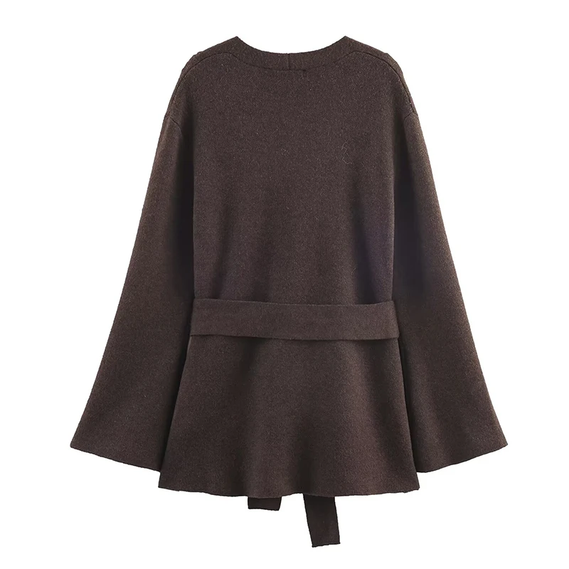 2025 New Women Fashion Knitted Cardigans Long Sleeve With Belt Sweater Cardigan Autumn Winter New Style Streetwear Knitwear Coat