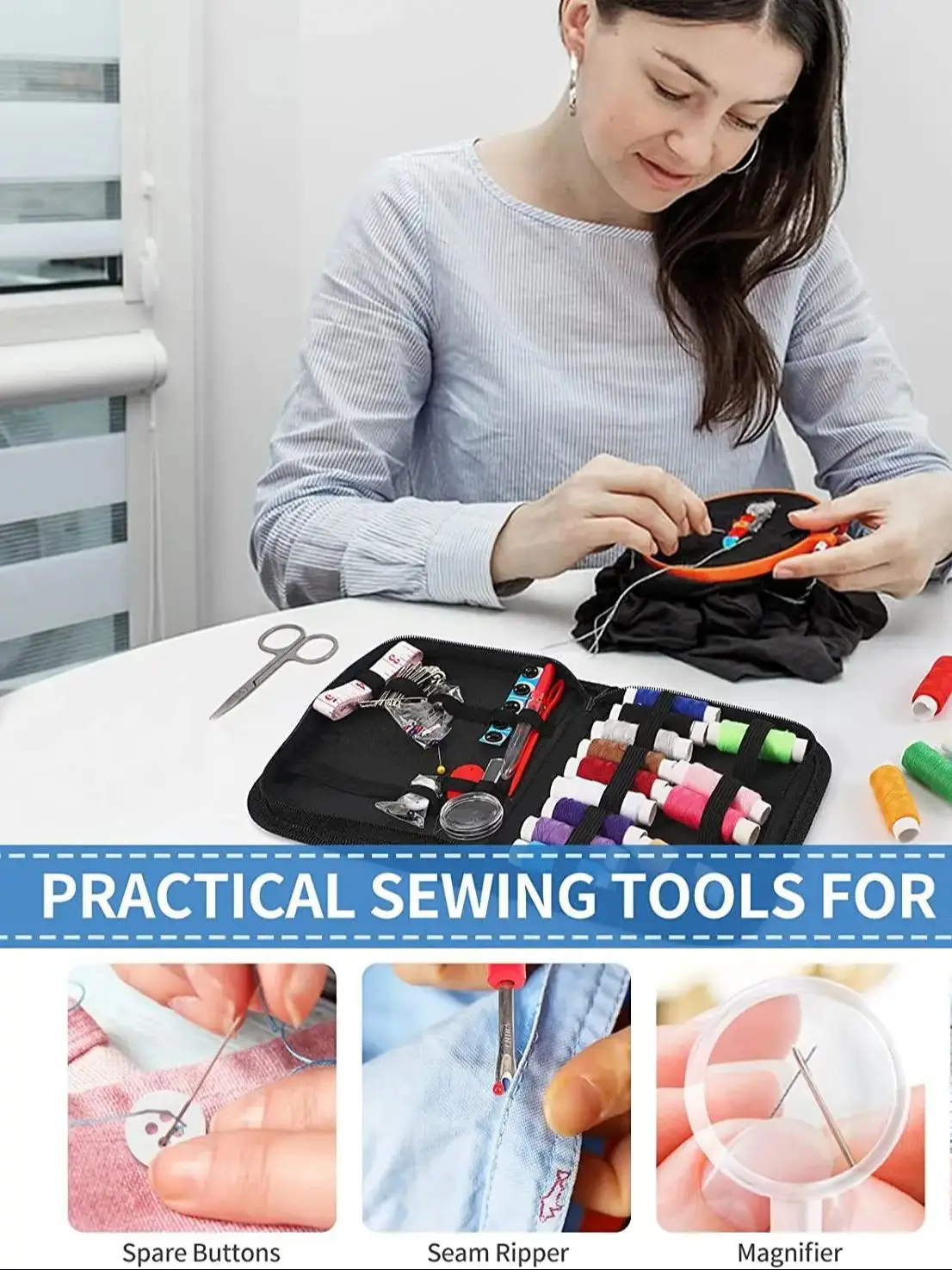 Description Picture 3 of itemSewing Kits DIY Multi-Function Sewing Box Set For Hand Quilting Stitching Embroidery Sewing Tools Kits Thread Sewing Accessories