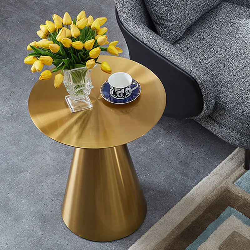 

luxury stainless steel simple modern round small table living room sofa corner few creative designer coffee tables furniture HY