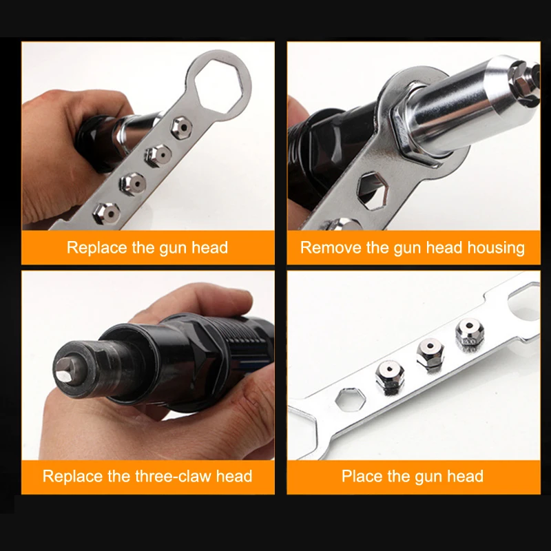 1Set Riveting Machine Electric Rivet Gun Adapter 2.4mm-3.2mm-4.0mm-4.8mm Riveting Tool Home Riveting Machine For Electric Drills