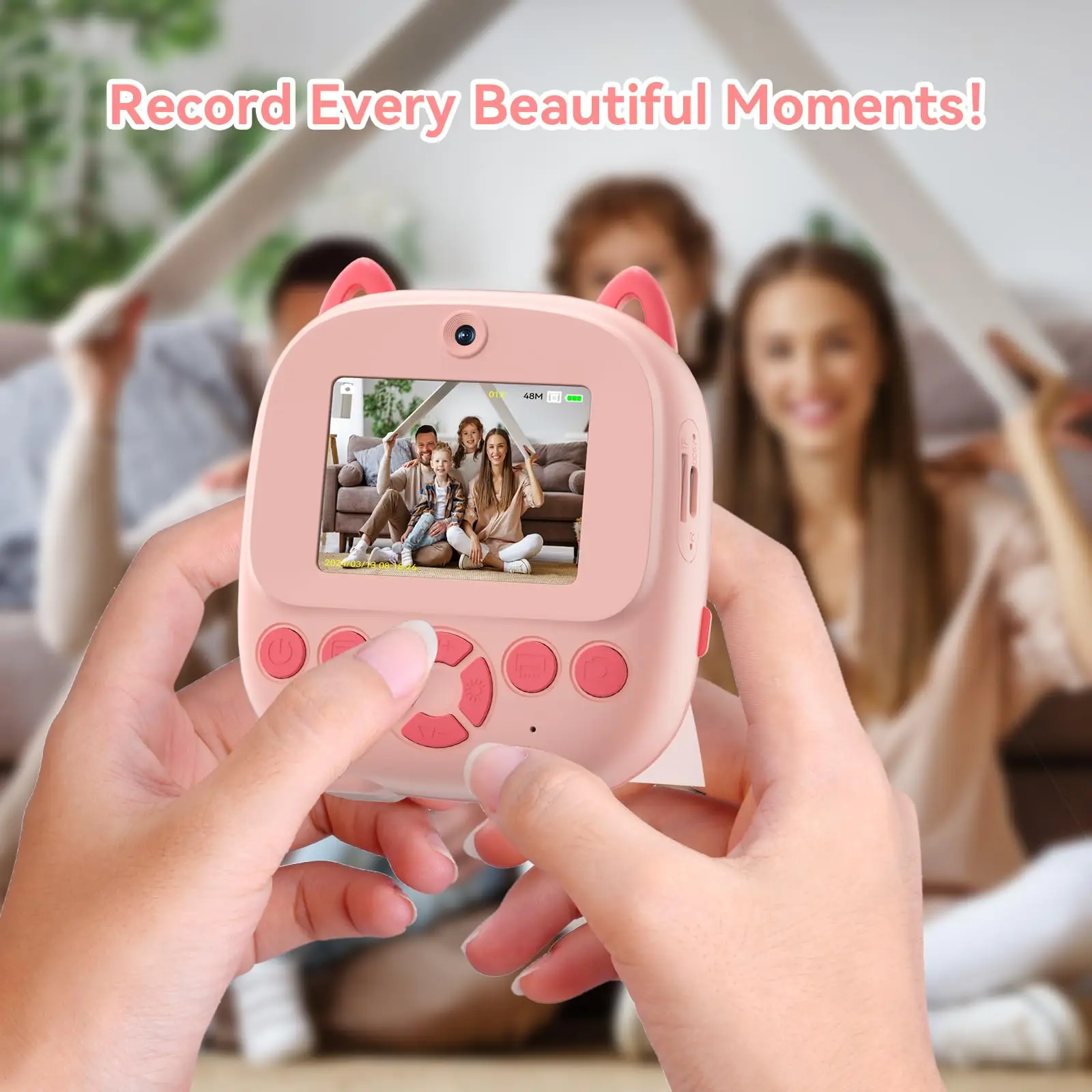 Camera Instant Print, Multifunctional Toddler Camera with Photo Printing Instantly, 2.4 Inch HD Screen Digital Camera for Photo