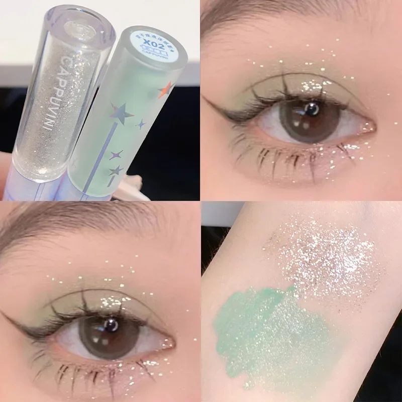 2 In 1 Double-head Glitter Liquid Eyeshadow Brightening Lightweight Waterproof Matte Blue-green Summer Lying Silkworm Eye Makeup 3
