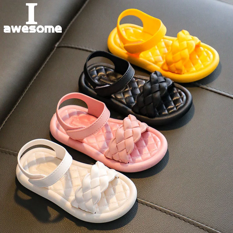 

4 Colors Girls Sandals 2022 Fashion Summer New Princess Shoes Little Girls Student Sandals Open Toe Non-slip Beach Sandals Kids