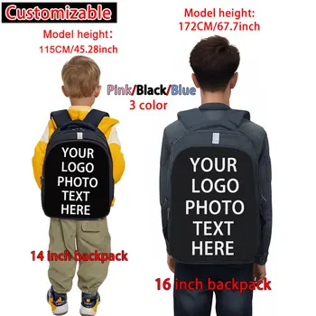 14/16 pollici Personalizza Zaino rosa/nero/blu Donna Uomo Zaino Studente Borse da scuola per adolescenti Zaino per laptop Zaino Bookbag 1