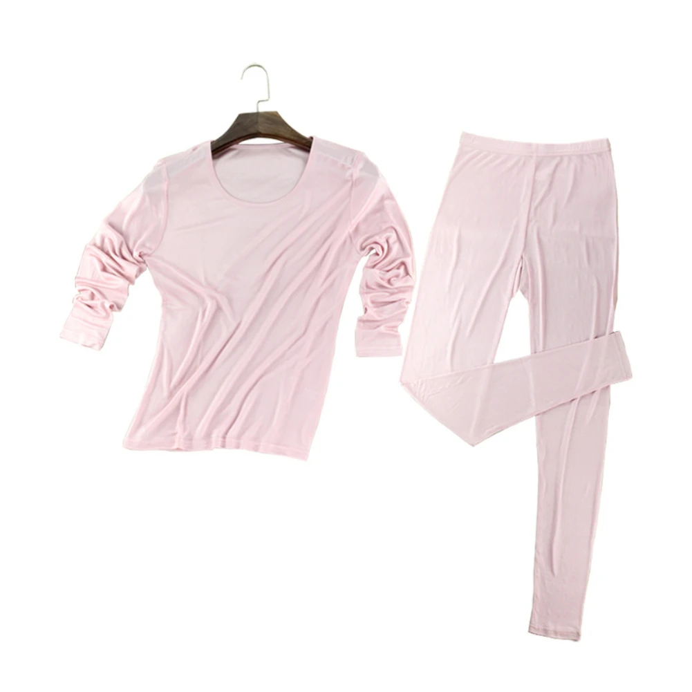 women silk top shirt leggings thermal underwear winter woman shirt clothes set inner wear sexy long johns warm pants pajamas