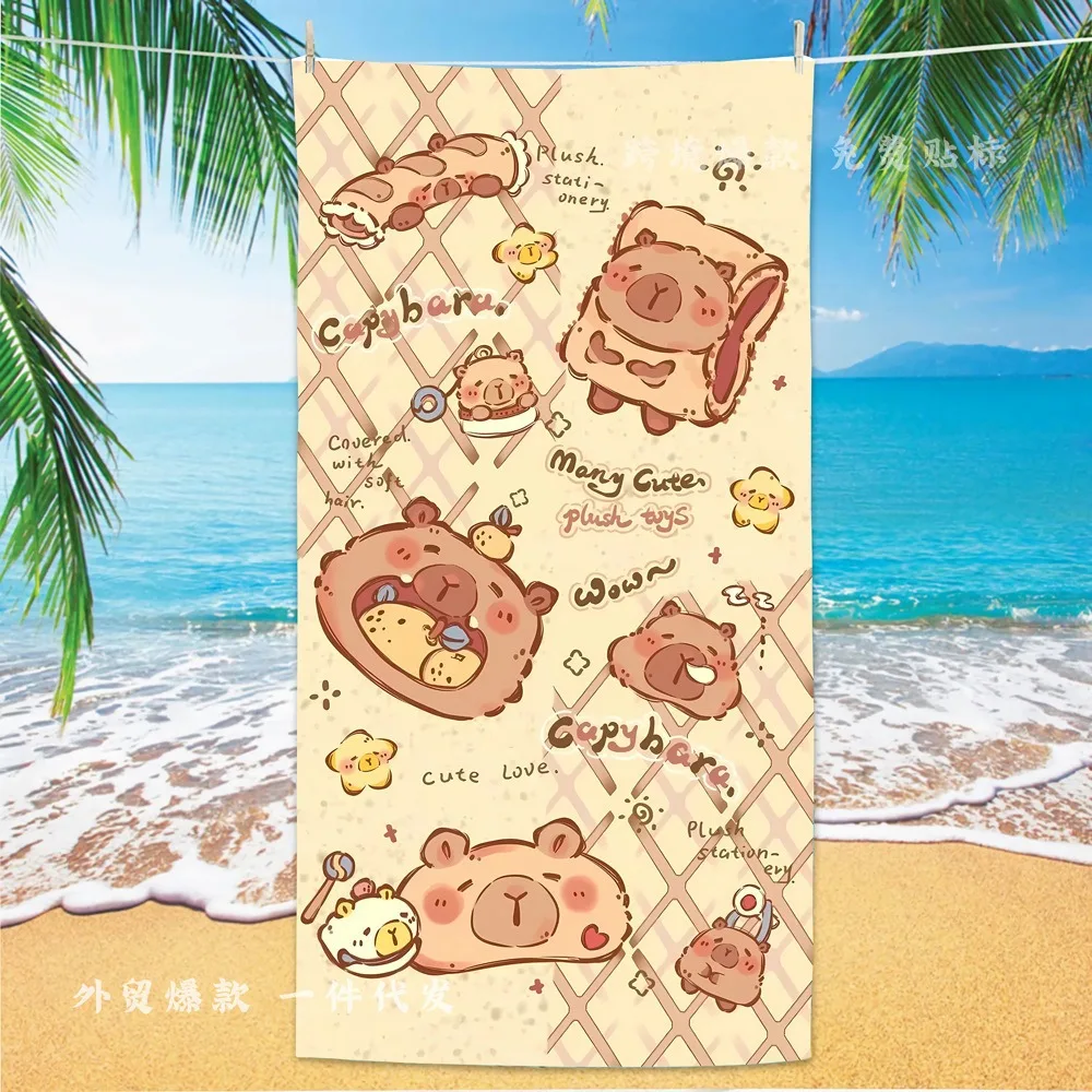 Capybara-Handtuch, Mikrofaser-Strandtuch, saugfähig, schnell trocknend, weich, für Yoga, Schwimmresort, Bergsteigen – Detail 5