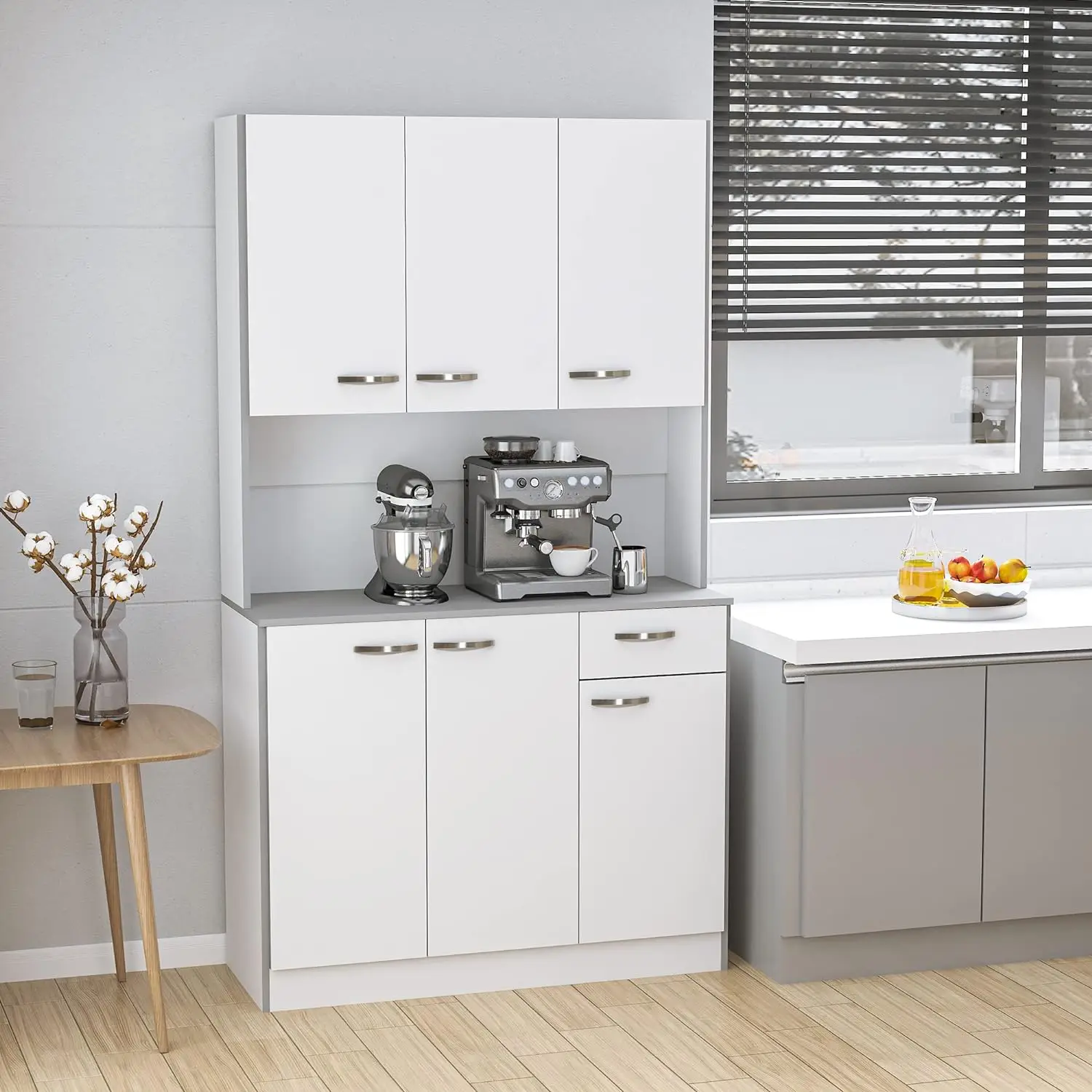 

71" Freestanding Buffet with Hutch,Kitchen Storage Cabinets, Pantry with 6 Doors,3 Adjustable Shelves and Drawer for Living Room