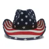 Summer Classic American Flag Cowboy Hats For Men Wide Brim Usa Cowgirl Chapeau Homme Cap Usa Flag Straw Cowboy Hat Dropshipping 4
