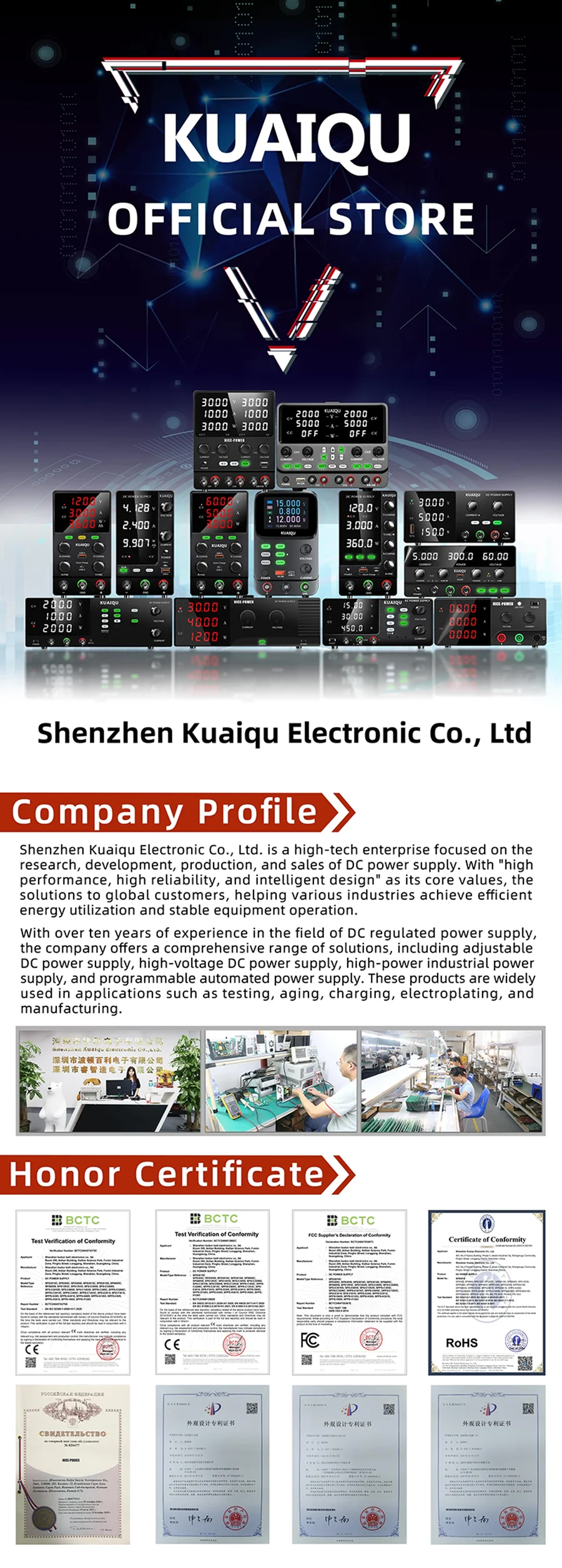 KUAIQU 300W Adjustable DC Power Supply 30V 10A 300V 1A 200V Voltage Regulator RS-232/USB Power Source M1~M4 OUTPUT Repair Tools
