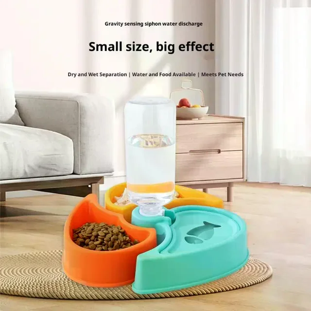 3in1 Pet Feeder Drinking Device Cat Bowl Dry Wet Separation Prevent Tipping Over Cat Dog Water Feeder Pet Kitten Puppy Supplies 4