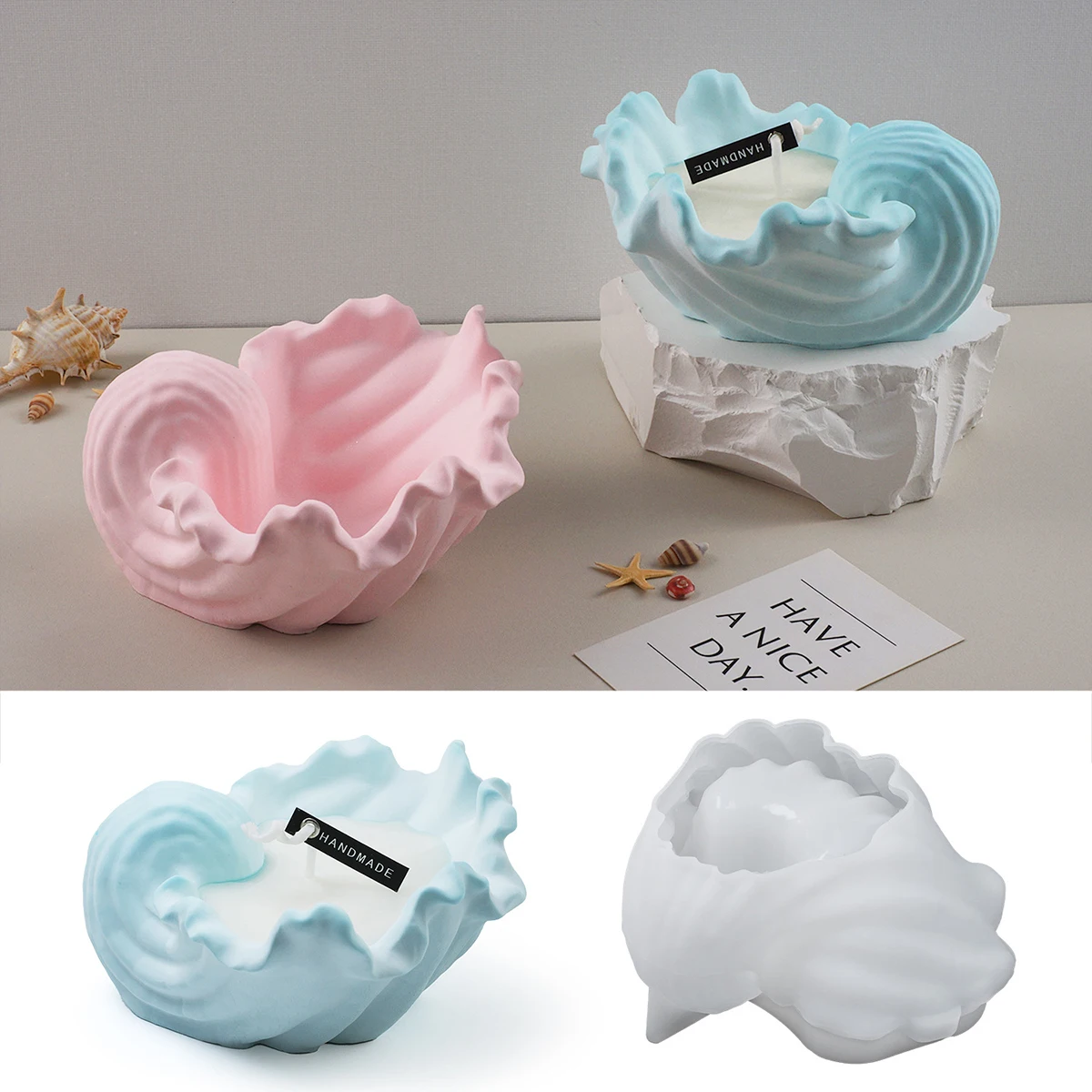 Conch Candle Jar Silicone Molds DIY Handmade Scented Wax Jewelry Storage Box Making Molds Plaster Cement Mould Home Decor Crafts