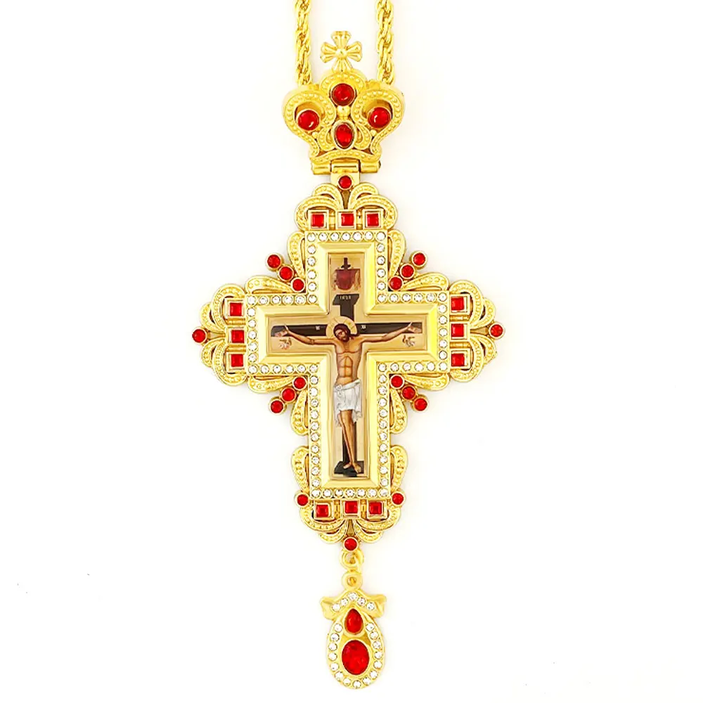 HTISOK Orthodoxer Jesus-Kreuz-Anhänger mit Kette, Zinklegierung, religiöser Schmuck für erschwingliche christliche Halskette, Geschenk – Detail 10