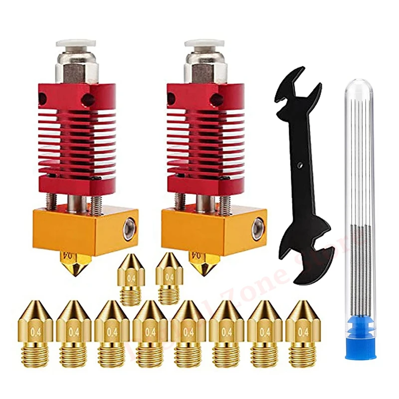 

Hotend для экструдера Ender 3 с 10 штуками сопла MK8 0,4 мм + Чистящие иглы + гаечный ключ 5 в 1 для Ender 3 Pro/Ender 3 V2, 2 шт.
